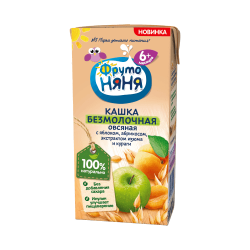 Кашка безмолочная овсяная с яблоком, абрикосом, экстрактом изюма и кураги